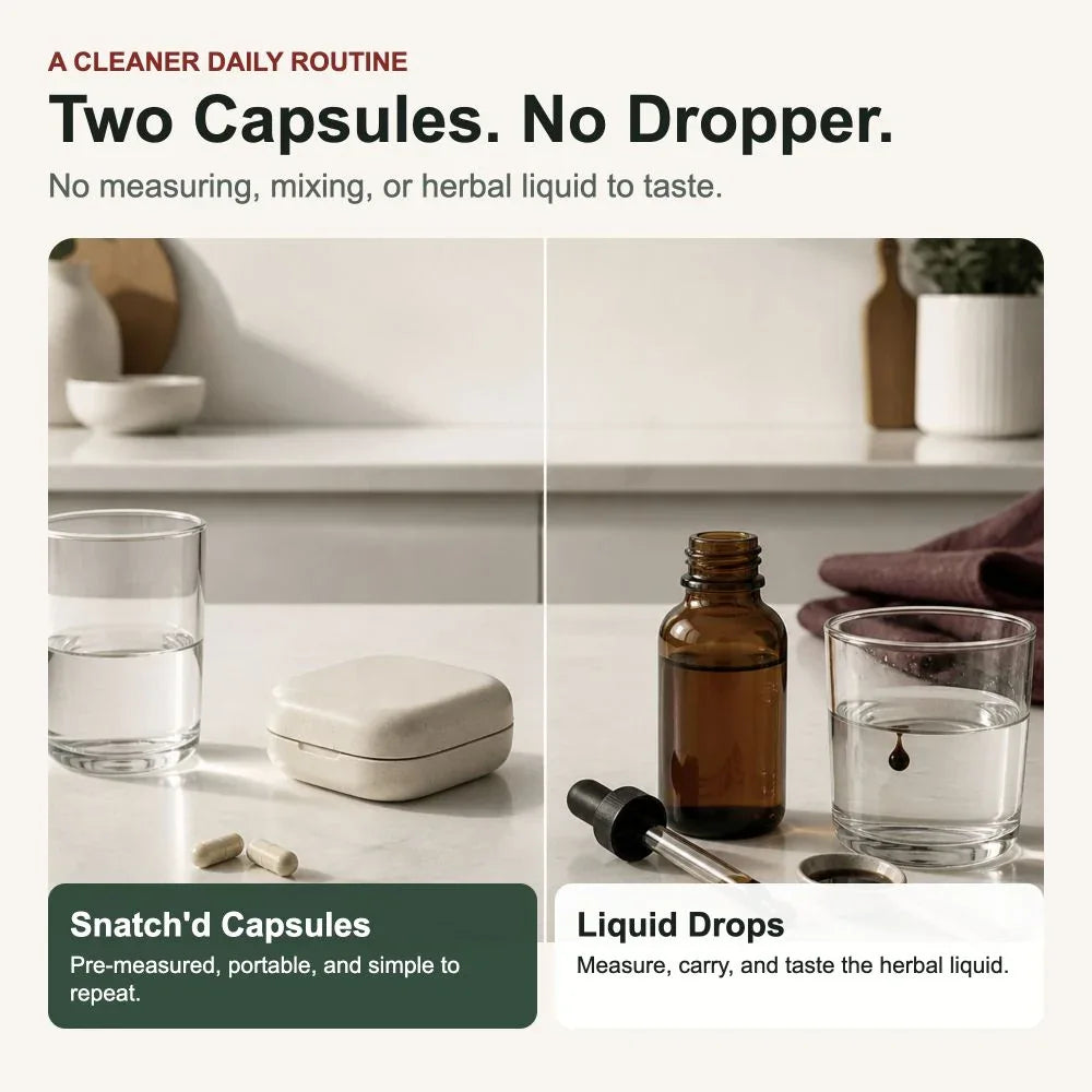 Snatch'd capsules compared with liquid drops
